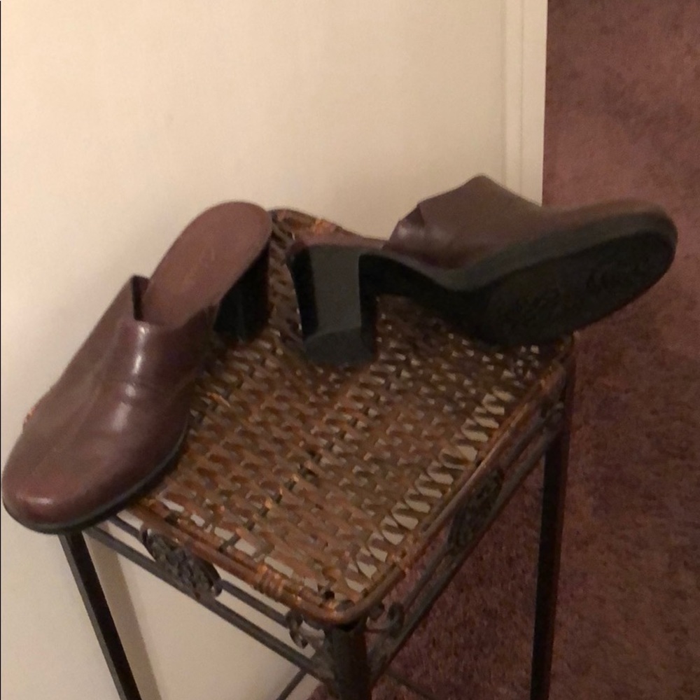 Shoes, Clark Leather heels, slip on, 2.5 inch heel